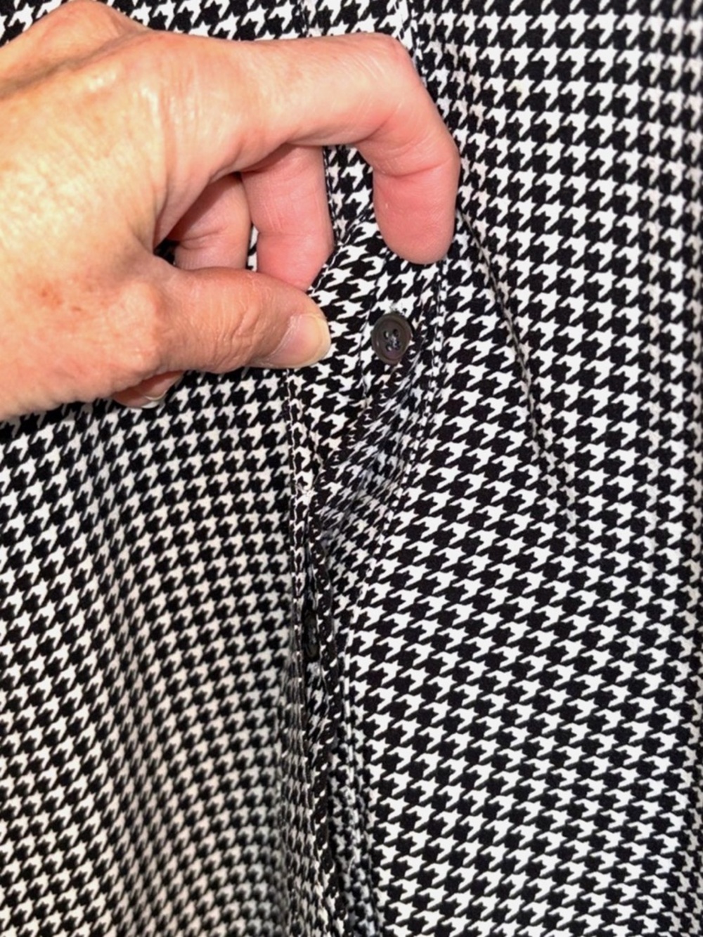 J Jill Large Black White Houndstooth Tunic Blouse Hidden Button Front - Picture 5 of 12